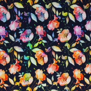 Preview: Modal French Terry „Blüten auf Dunkelblau“ – Swafing